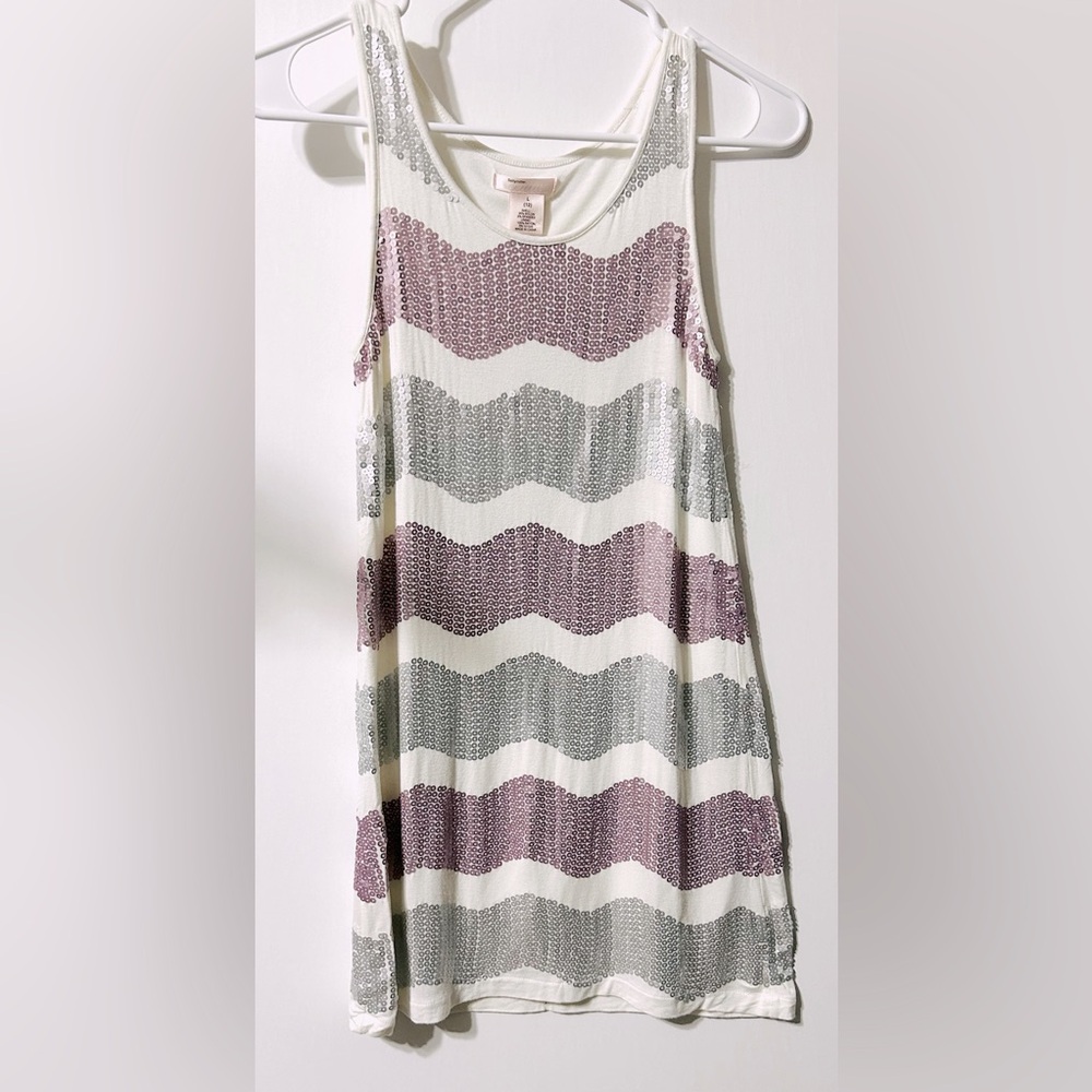 Sally Miller Couture Girl’s sleeveless dress with sequin embellished chevron